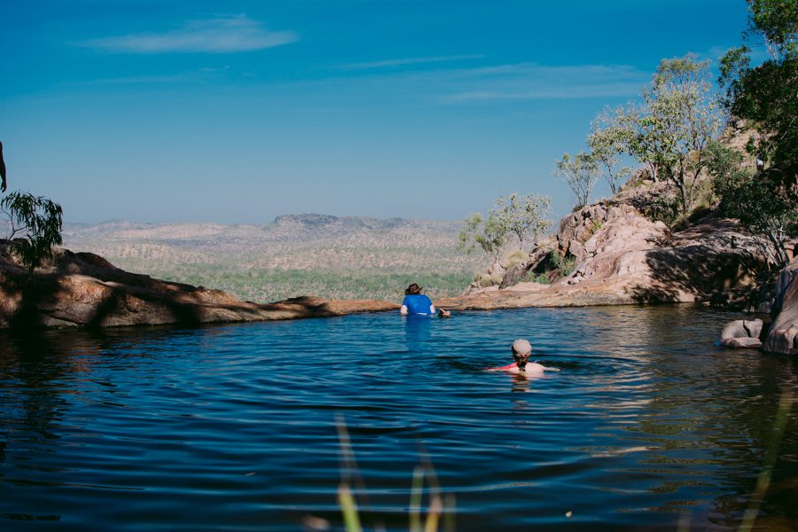 Swimming to the edge of the world at Gunlom Falls in Kakadu National Park, NT